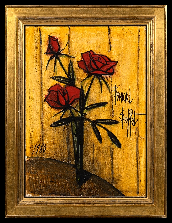 Bernard Buffet - Three Red Roses, 1980