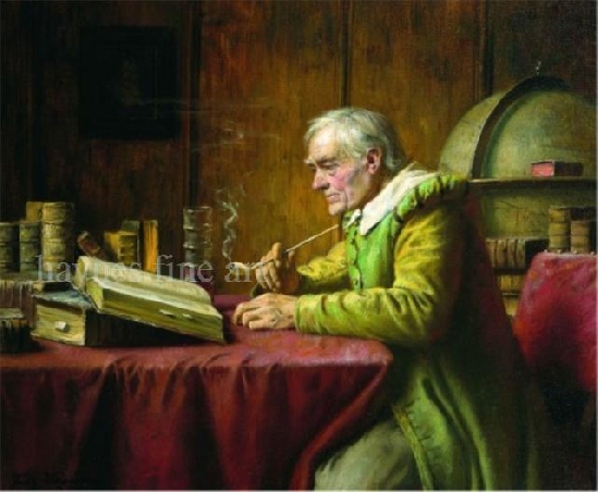 Fritz Wagner - A Scholar Smoking a Pipe