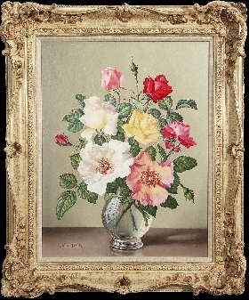 Roses in a Glass Bowl