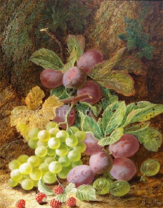 Oliver Clare - Still Life of Grapes, Plums and Berries