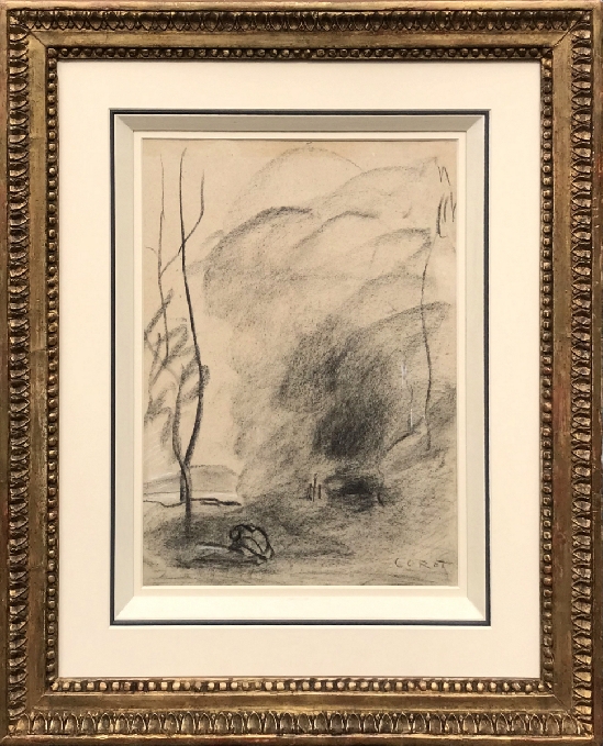 Jean-Baptiste-Camille Corot - Paysage a L'Homme Accroupi