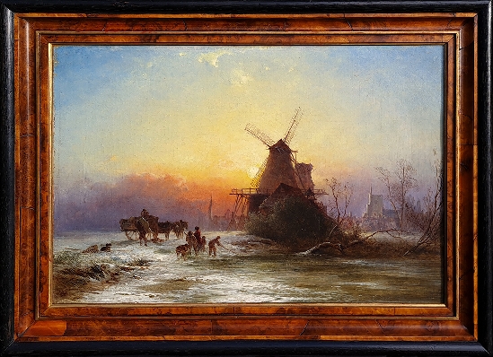 George Augustus Williams - Sunset over a Frozen Landscape