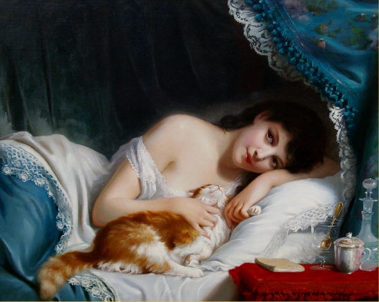 Fritz Zuber-Buhler - Beaute etendue avec son Chat