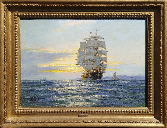 Henry Scott - Tranquil Sunset off Lands End, 'Cutty Sark'