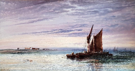 Arthur Joseph Meadows - River Scene at Sunset