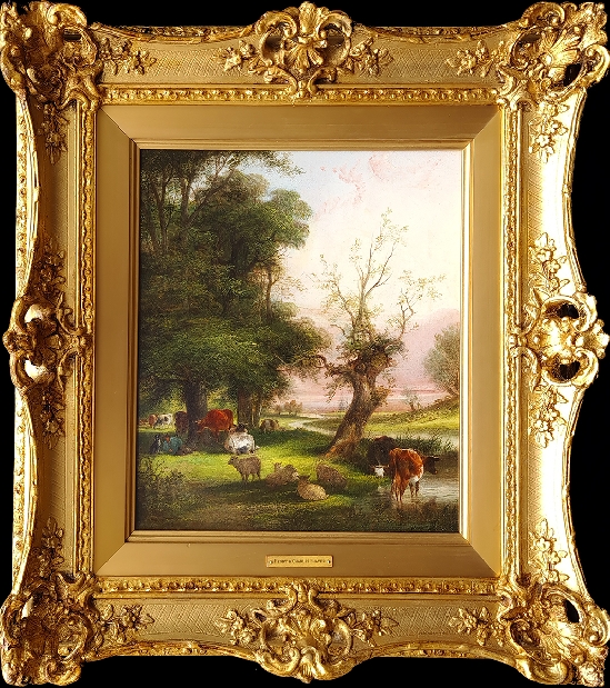 Henry Thring & Charles Waller Shayer - Rustics in a Woodland Clearing