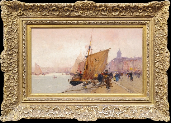 Eugene Galien Laloue - The Quayside, Paris