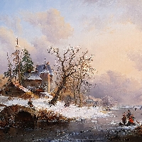 Winter Landscape with Figures near a Mansion