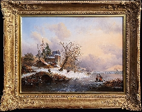 Winter Landscape with Figures near a Mansion
