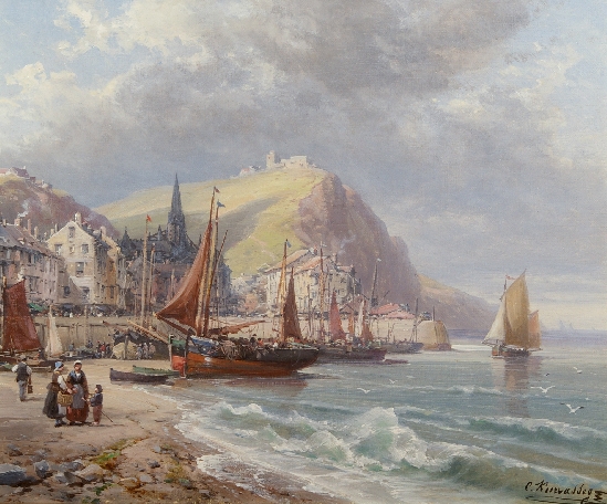 Charles E Kuwasseg - A Coastal Harbour