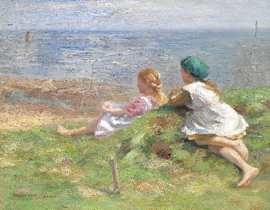 William Marshall Brown, RSA, RSW - Lazy Days on the Sand Dunes